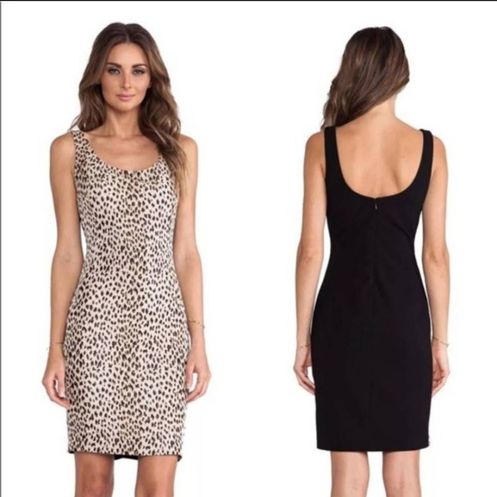 Diane von Furstenberg Multicolor Arianna Leopard Jacquard Night Out Dress
